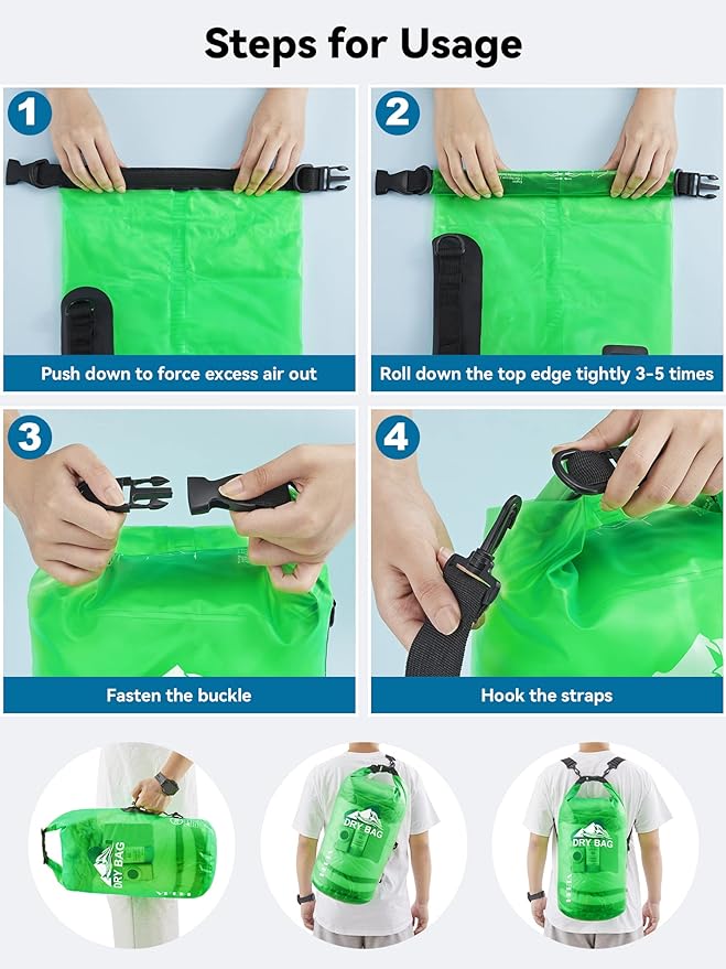 HEETA Dry Bag Waterproof for Women Men, 5L/10L/20L/30L/40L Roll Top Lightweight - Image 5