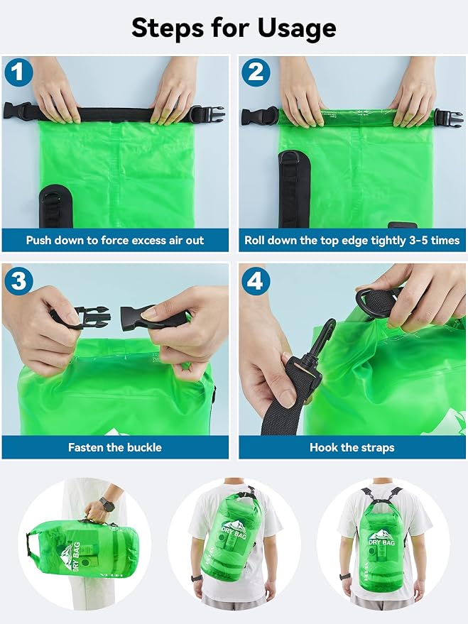HEETA Dry Bag Waterproof for Women Men, 5L/10L/20L/30L/40L Roll Top Lightweight - Image 5