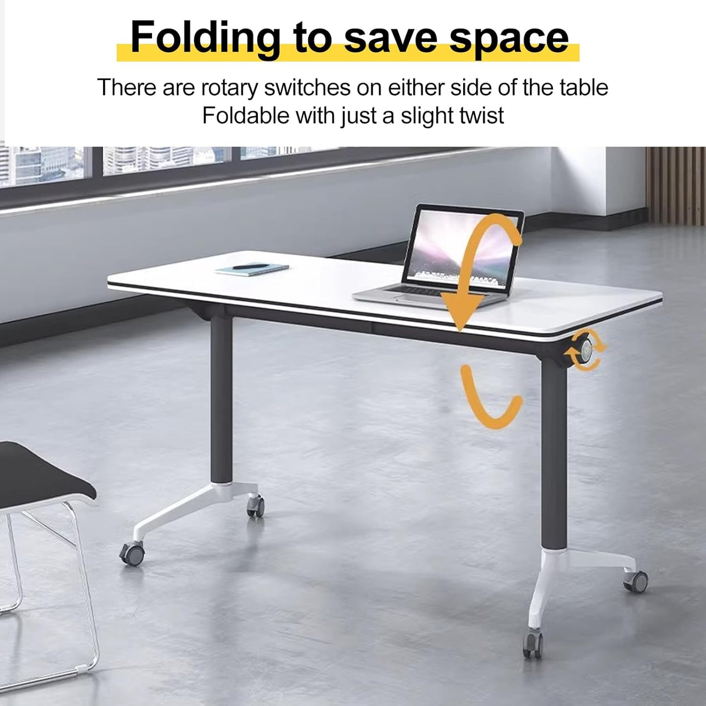 Conference Room Table with Flip-Top Design for Dynamic Meetings, Business Table Computer Desk with Heavy-Duty Frame,Foldable Seminar Meeting Tables for Home Office (6, E, 47.2IN)