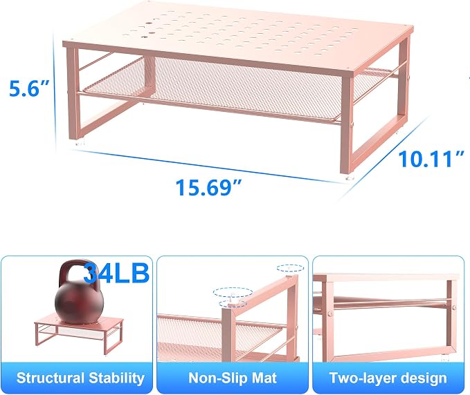 gianotter 2-Tier Metal Monitor Stand Riser, Desk Organizer - Image 5
