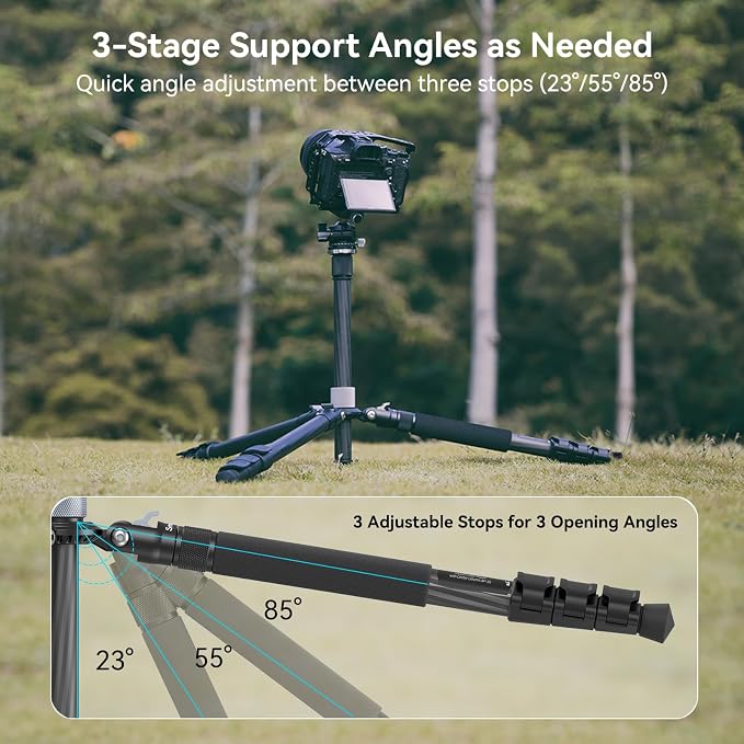 SmallRig AP-20 Carbon Fiber Tripod, 62.2" Camera Tripod Monopod - Image 5