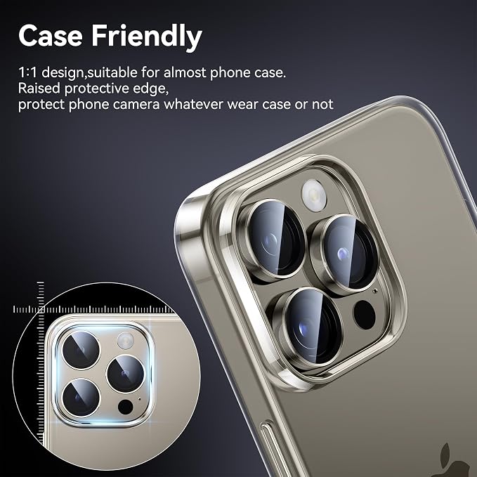WSKEN for iPhone 15 Pro/iPhone 15 Pro Max Camera Lens Protector, Shatterproof - Image 5