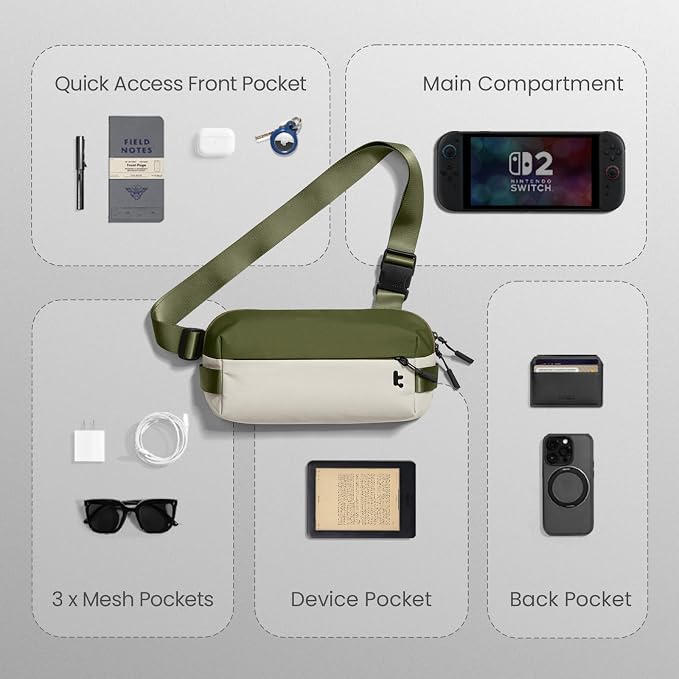 tomtoc Compact EDC Sling Bag 3L-10L, Minimalist Crossbody Bag Chest Shoulder - Image 9