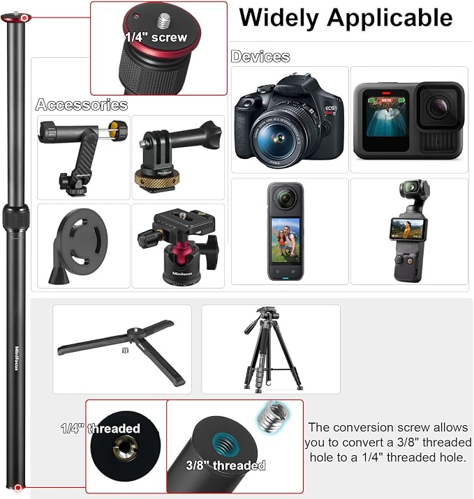MINIFOCUS Tripod Extension, 2 Section Center Columns, 23.4" Alloy Aluminum - Image 4
