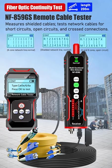 NF-859GS Network Cable Tester POE RJ45 RJ11 CAT5 CAT6 Supports Audio - Image 2