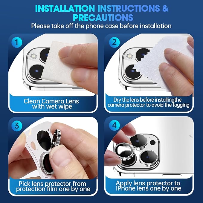 for iPhone 15 Pro/iPhone 15 Pro Max Camera Lens Protector Individual Metal Ring - Image 7