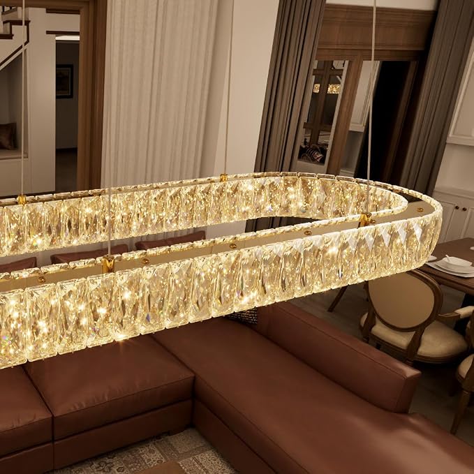 HAIXIANG Modern Crystal Chandelier Dimmable LED Long Chandeliers - Image 4