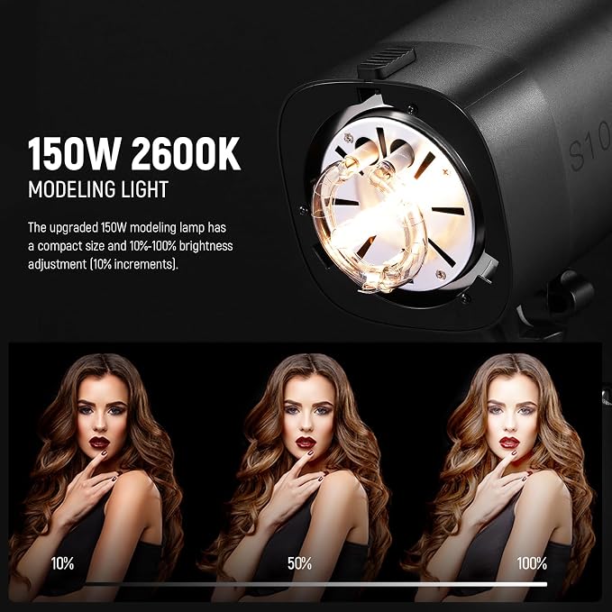 NEEWER 600Ws Studio Monolight Flash Light Kit: 2 Pack S101-300W PRO 5600K - Image 3
