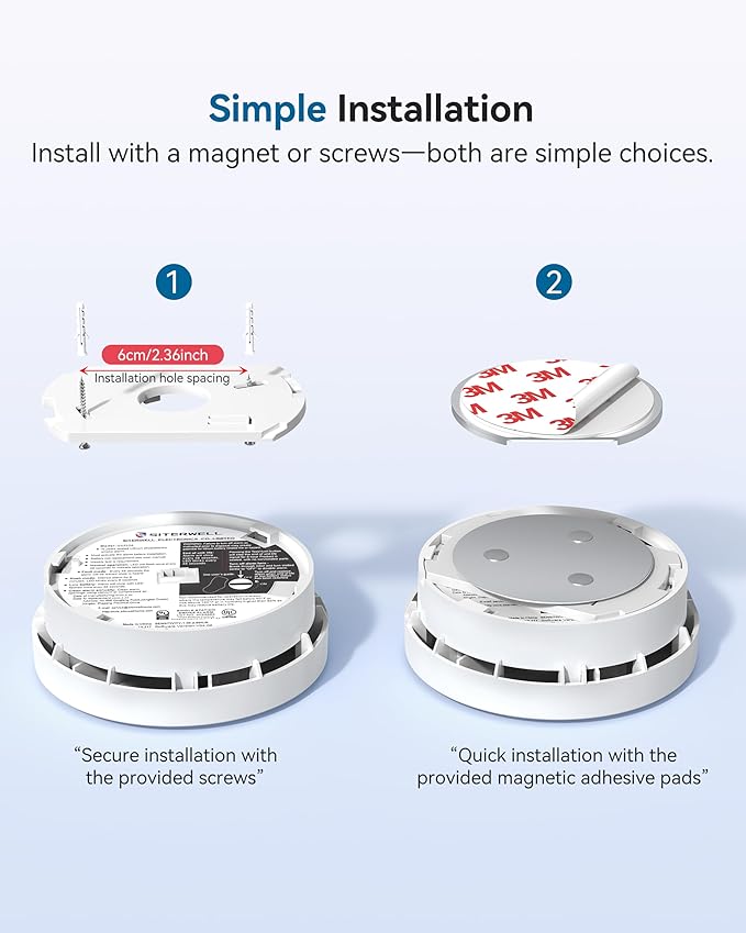SITERWELL Smoke Detector, Smoke Detector 10 Year Battery - Image 6