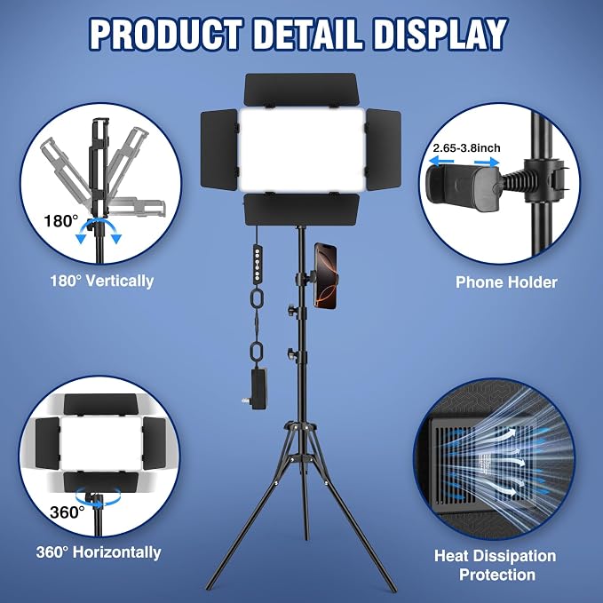 2 Pack LED Video Light Kit - Image 5