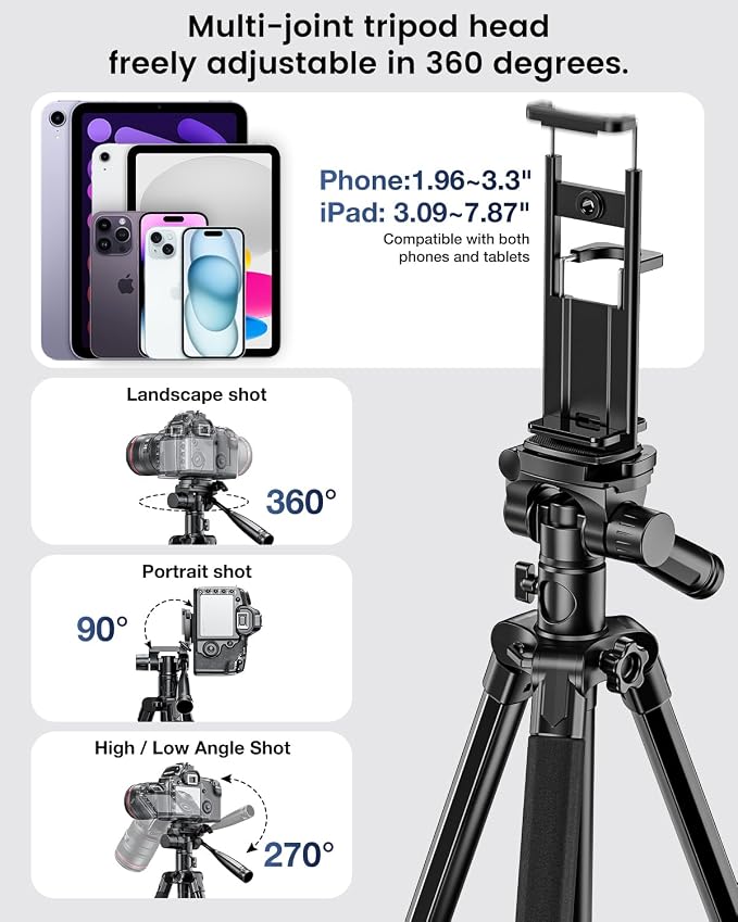CAMBOFOTO 73" Camera Tripod and Monopod - Image 6