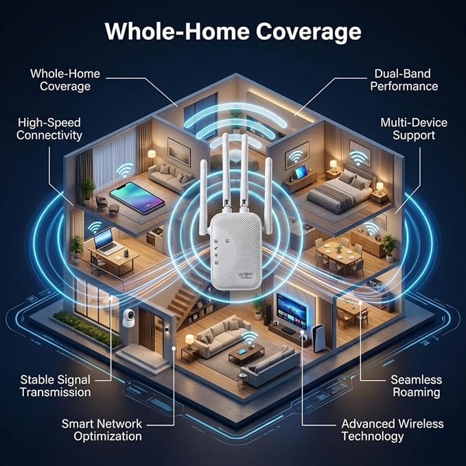 2026 Fastest WiFi Extender Signal Booster Covers 10000 Sq.ft and 80 Devices - Image 3