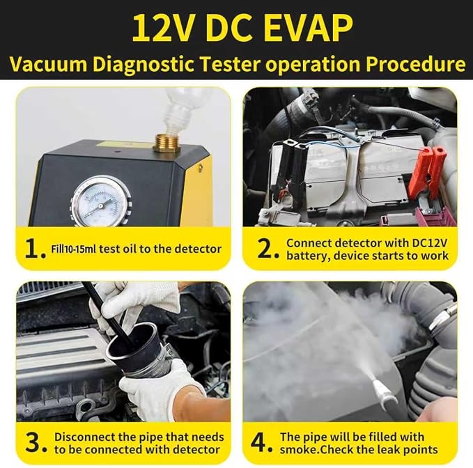 Smoke Machine Automotive with Built-In Air Pump and Pressure Gauge & Adjustable - Image 5