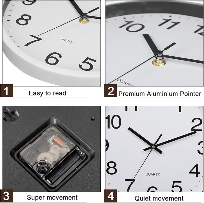 Inbagi 8 Pcs Wall Clock Large Silent Battery Operated Wall Clocks Modern Non - Image 2