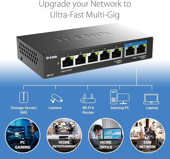 D-Link 7-Port 2.5GB Unmanaged Gaming Switch - Image 3