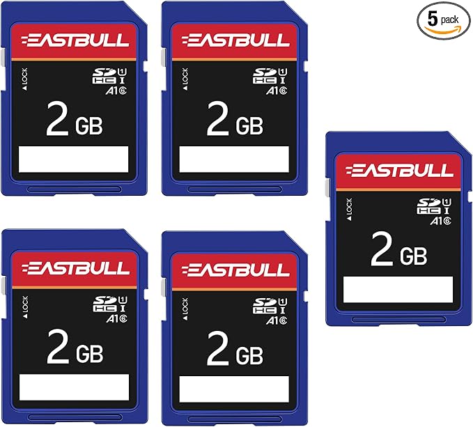 EASTBULL 5-Pack of SD Card 2GB Class 6 SD Card U1 V30 SDHC Memory Card 5-Pack by EASTBULL
