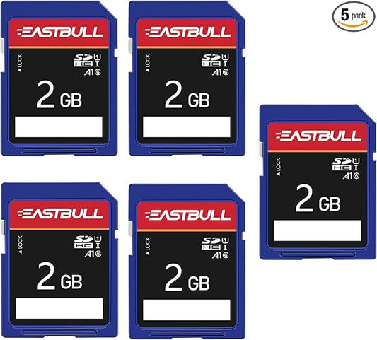 EASTBULL 5-Pack of SD Card 2GB Class 6 SD Card U1 V30 SDHC Memory Card 5-Pack by EASTBULL