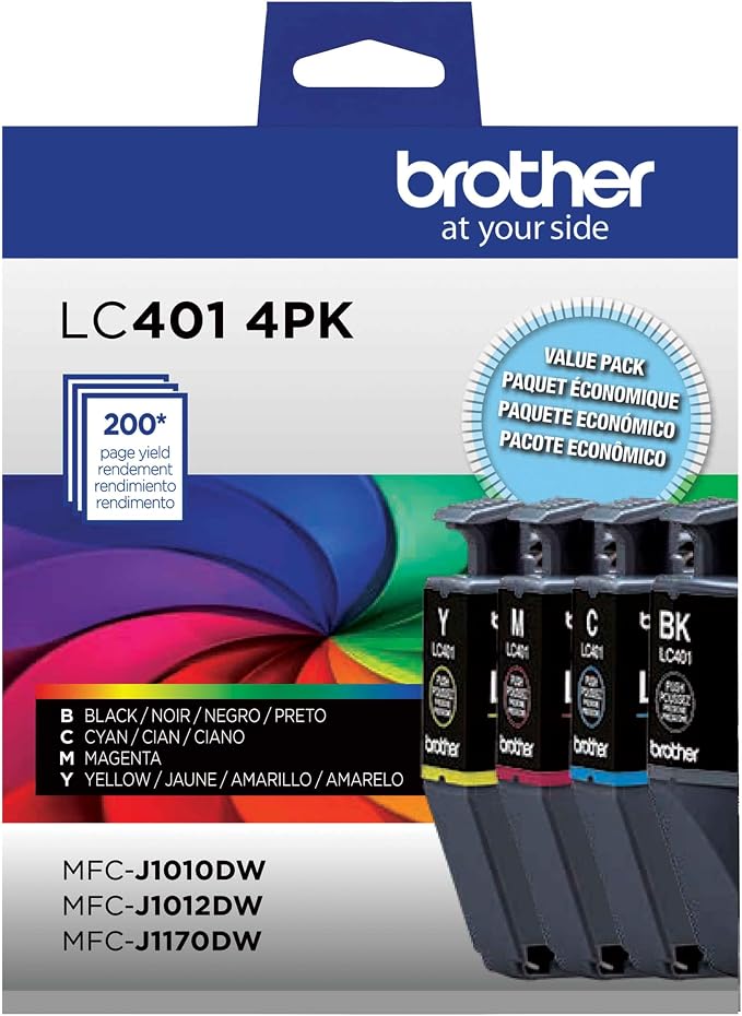 Brother Genuine LC4014PKS Standard Yield 4-Pack Ink Cartridges – Includes 1 by Brother