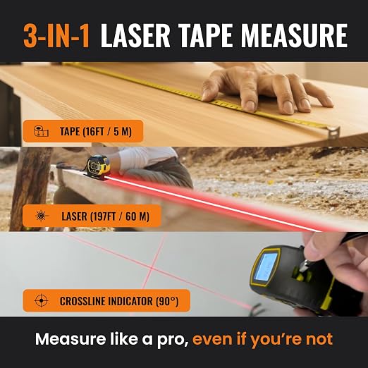 The Almighty Ruler Laser Tape Measure | Laser Distance Measurer, Heavy-Duty Tool - Image 2