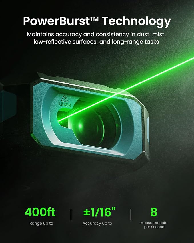 MILESEEY S50 Green-Beam Laser Distance Measure - 400ft Laser Measure - Image 3