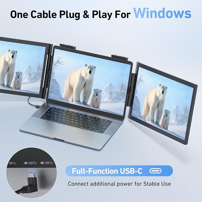 Laptop Screen Extender, 14’’ FHD 1080P Triple Portable Monitor - Image 4