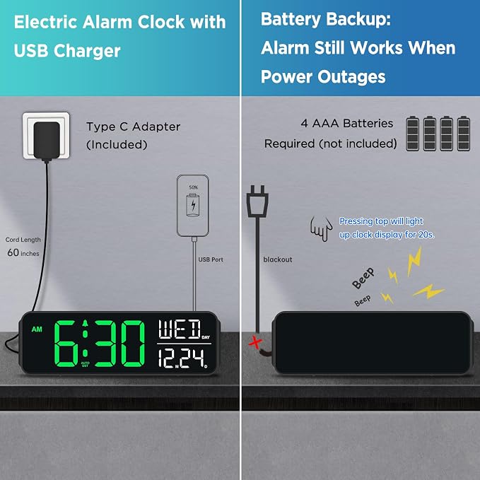 Peakeep Large Display Digital Alarm Clock - Image 5