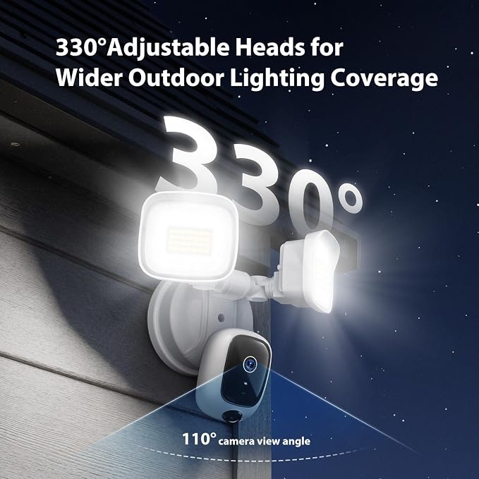 2K Hardwired Flood Light Camera, 3500LM Dual-Head Outdoor Security Camera - Image 4
