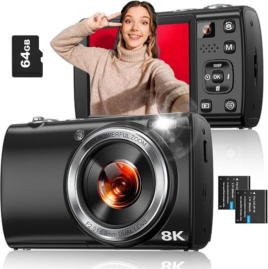 8K Digital Camera for Photography, 88MP WiFi Vlogging Camera for YouTube by Atatat