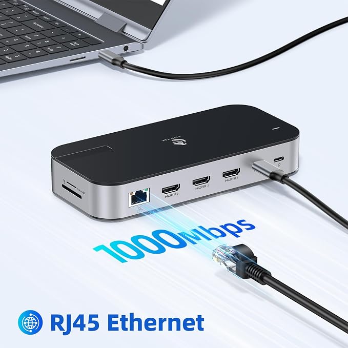 Laptop Docking Station, 16 in 1 USB C Docking Triple Monitor, USB C Dock Station - Image 8