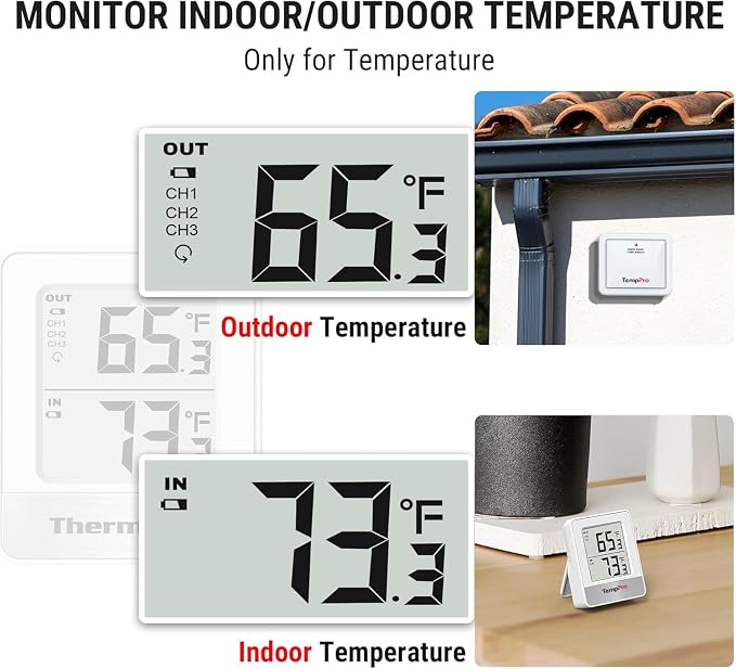 TempPro 500FT Indoor Outdoor Thermometer Wireless, Outdoor Thermometers - Image 3