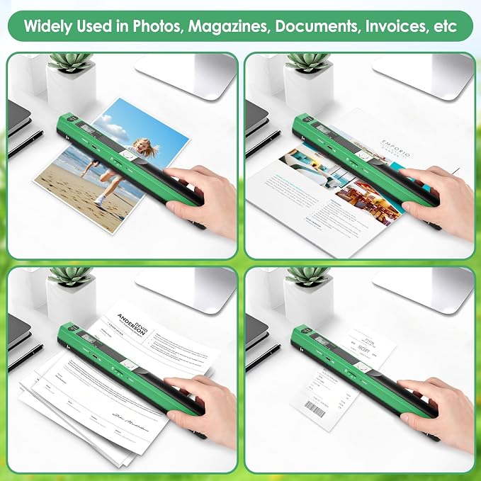 Portable Handheld Scanner A4, 900 DPI Document & Photo Scanner Green, Mobile - Image 5