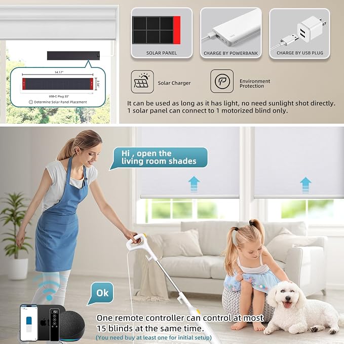 SmartWings Motorized 100% Blackout Shades Blinds, Custom Size, Cordless Window - Image 2