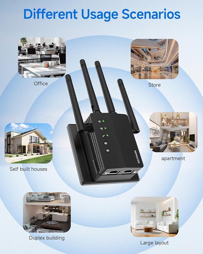 1200Mbps WiFi Extender Signal Booster, 12880 Sq.Ft Reach - Image 3