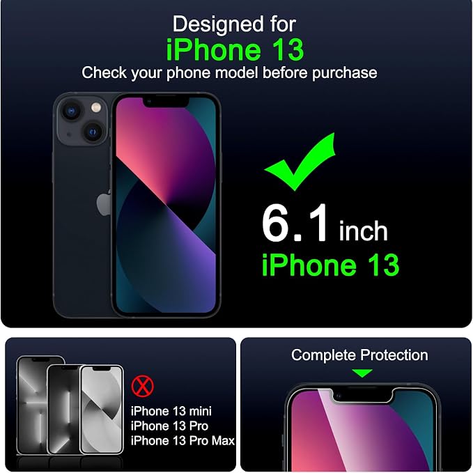 IMBZBK 3 Pack Screen Protector for iPhone 13 Tempered Glass - Image 2