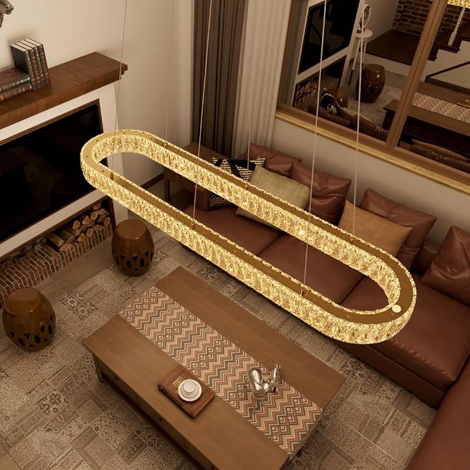 HAIXIANG Crystal 59 Inch Long Chandelier Modern Dimmable LED Chandeliers - Image 7