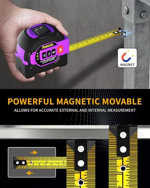 3 in 1 Digital Laser Tape Measure, 197ft/60m Laser Distance Meter, 16ft/5m - Image 5