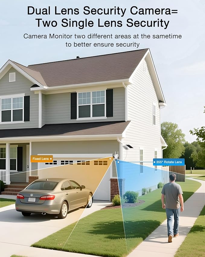 ANRAN Dual-Lens Solar Security Camera, 3MP Wireless Outdoor Camera - Image 3