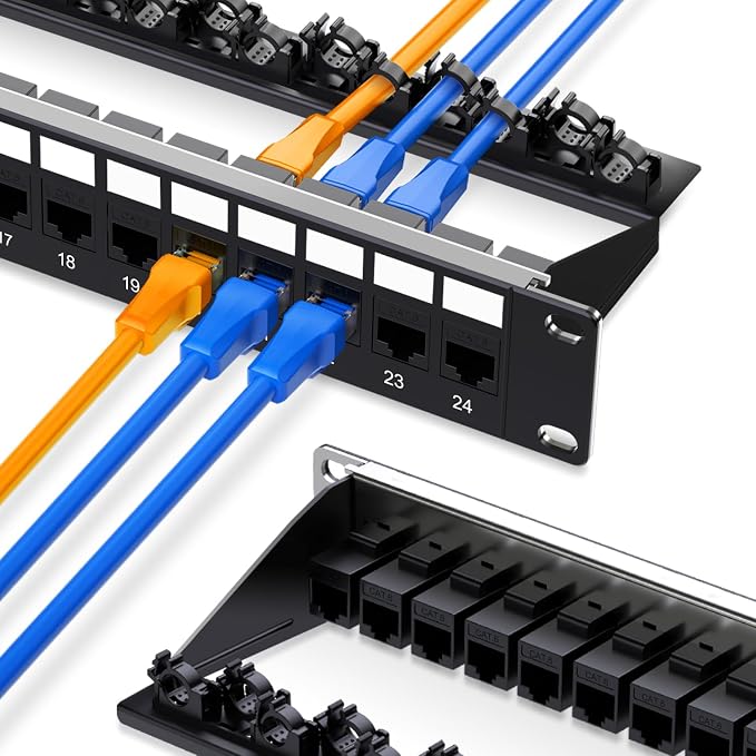 24 Port Patch Panel Cat6 Keystone Patch Panel 1U UTP by Enmane