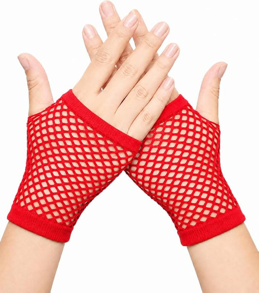Seeksmile Women's Girls 80's Theme Party Emo Fingerless Arm Fishnet Gloves by Seeksmile
