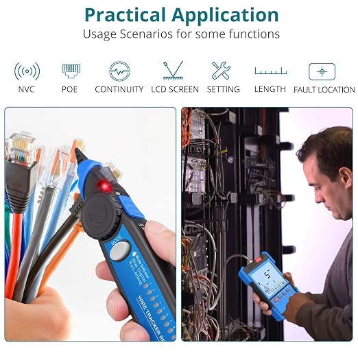 Network Cable Tester with NCV, Poe Cable Tracker Ethernet Cable Finder - Image 4
