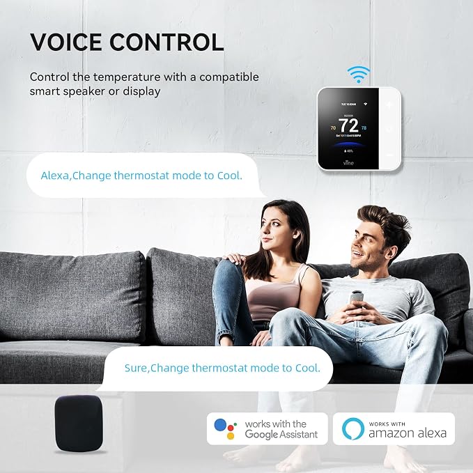 Vine Thermostat for Home with Touchscreen Color Display, WiFi Smart Thermostat - Image 5