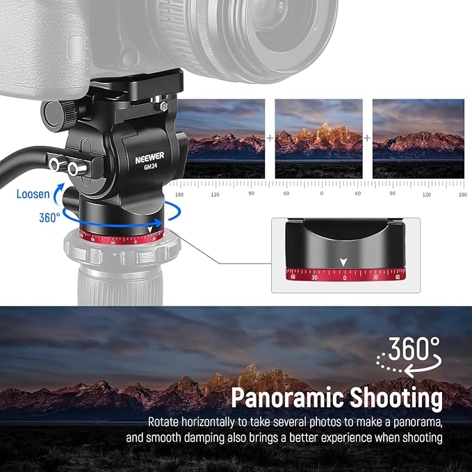 NEEWER Tripod Fluid Head Pan Tilt Head - Image 2