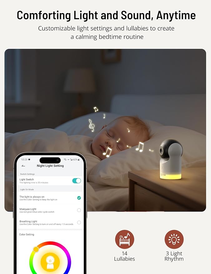 PARIS RHÔNE 2K Split-Screen Baby Monitor, 5” Smart Video Baby Monitor - Image 6