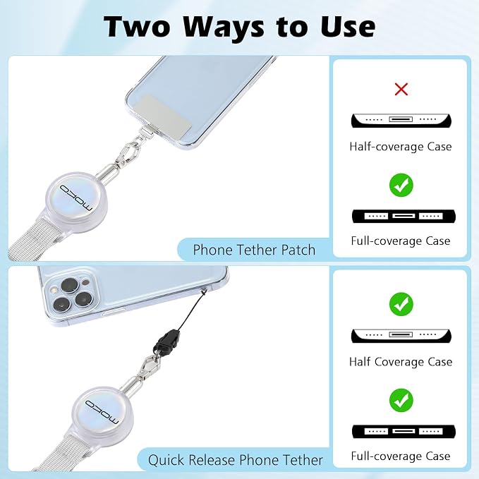 MoKo Anti-theft Phone Tether, Universal Phone Lanyard Retractable Steel Line - Image 6