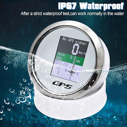 GPS Speedometer 3-3/8" 85mm Boat GPS Speedometer Odometer Waterproof White - Image 5