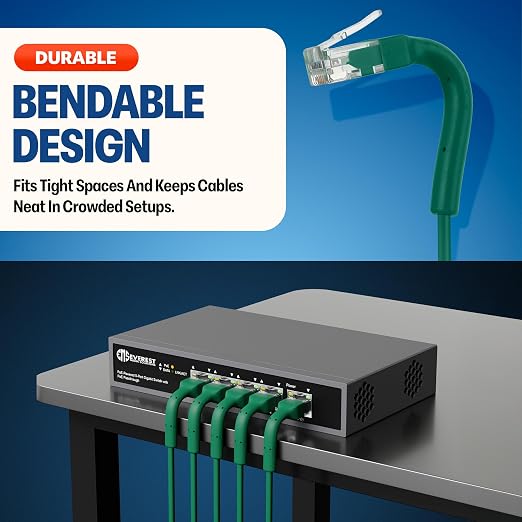 Everest Ultra Slim Cat6a Ethernet Patch Cables 7ft Green - Image 2