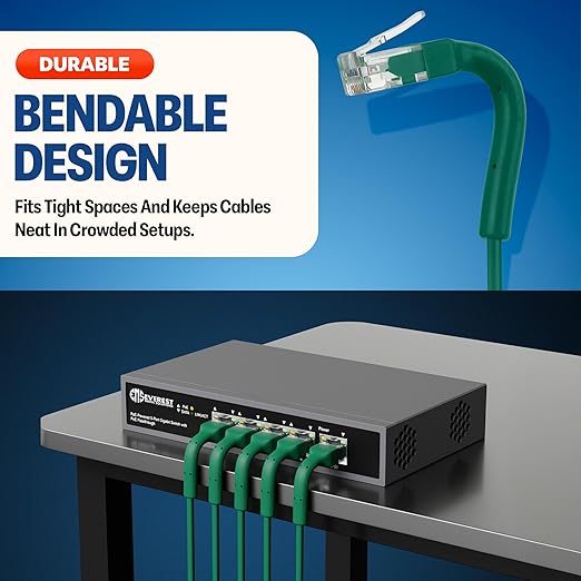 Everest Ultra Slim Cat6a Ethernet Patch Cables 3ft Green - Image 2