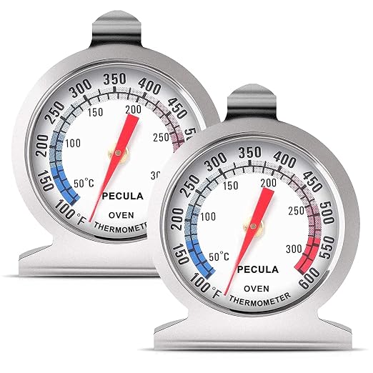 Oven Thermometer 2 Pack 50-300°C/100-600°F, Oven Grill Fry Chef Smoker by PECULA