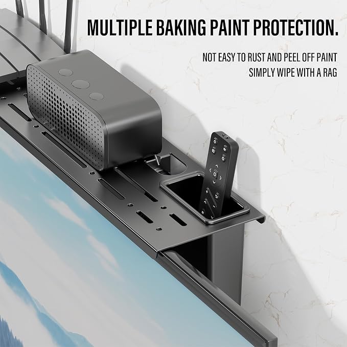 CABTE Adjustable Steel TV Top Shelf, Floating TV Stand, Universal Monitor Shelf - Image 3