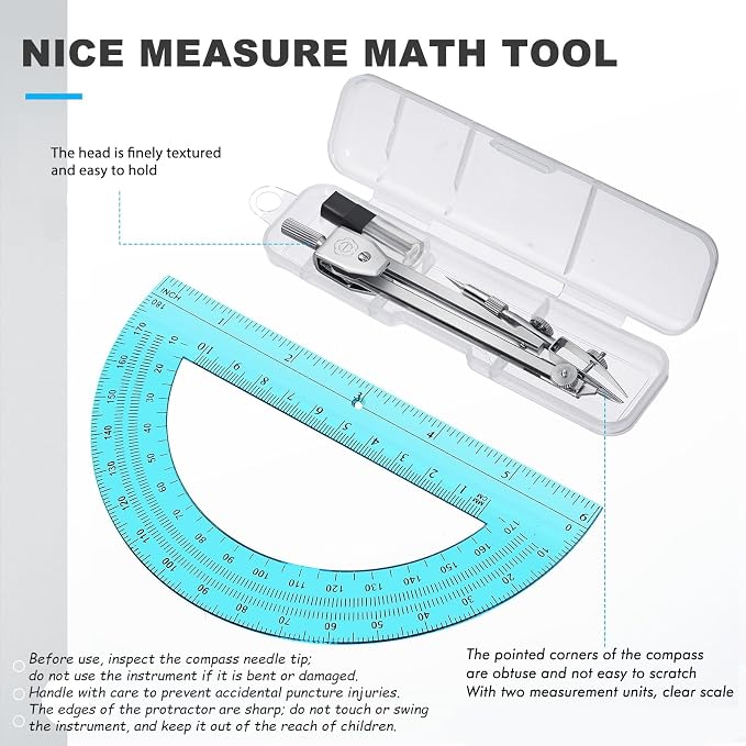 EBOOT Student Geometry Math Set, Drawing Compass and 6 Inch Swing Arm - Image 2